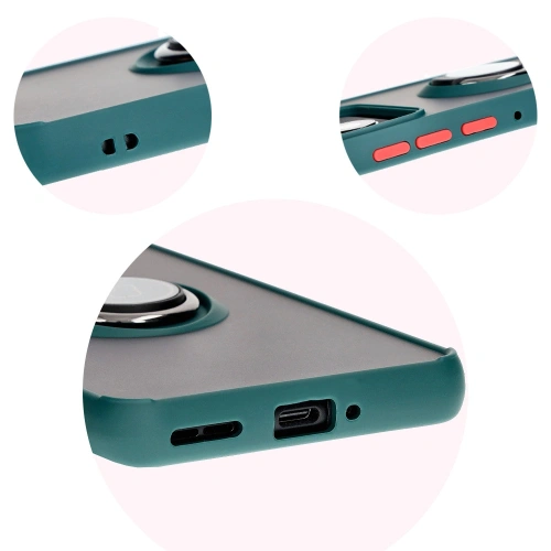 Kup Etui z uchwytem na palec Bizon Case Hybrid Ring do Motorola Edge 50 Pro przydymione z ciemnozieloną ramką - BIZ5833 - {ean13} - Sklep Home Screen