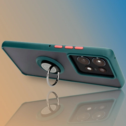 Kup Etui z uchwytem na palec Bizon Case Hybrid Ring do Motorola Edge 50 Pro przydymione z ciemnozieloną ramką - BIZ5833 - {ean13} - Sklep Home Screen