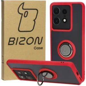 Kup Etui z uchwytem na palec Bizon Case Hybrid Ring do Motorola Edge 50 Pro przydymione z czerwoną ramką - BIZ5834 - {ean13} - Sklep Home Screen