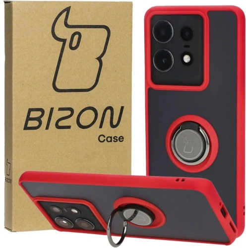 Kup Etui z uchwytem na palec Bizon Case Hybrid Ring do Motorola Edge 50 Pro przydymione z czerwoną ramką - BIZ5834 - {ean13} - Sklep Home Screen