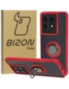 Caz Bizon Hybrid Ring Motorola Edge 50 Pro fumuriu cu un cadru roșu