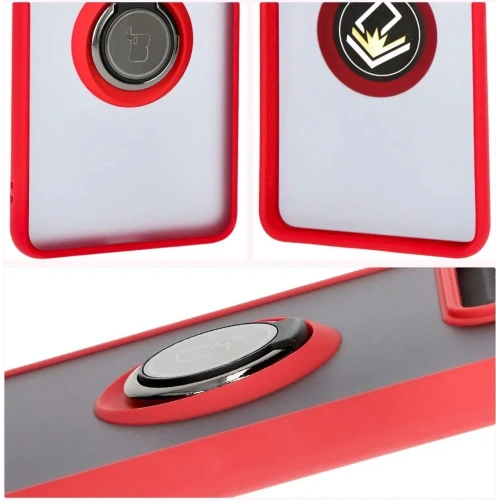 Kup Etui z uchwytem na palec Bizon Case Hybrid Ring do Motorola Edge 50 Pro przydymione z czerwoną ramką - BIZ5834 - {ean13} - Sklep Home Screen
