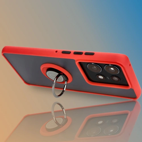 Kup Etui z uchwytem na palec Bizon Case Hybrid Ring do Motorola Edge 50 Pro przydymione z czerwoną ramką - BIZ5834 - {ean13} - Sklep Home Screen