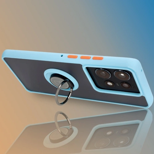 Kup Pouzdro s úchytem na prst Bizon Case Hybrid Ring pro Motorola Edge 50 Pro kouřové s světle modrým rámečkem - BIZ6042 - {ean13} - Sklep Home Screen