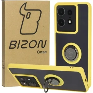Kup Etui z uchwytem na palec Bizon Case Hybrid Ring do Motorola Edge 50 Pro przydymione z żółtą ramką - BIZ5839 - {ean13} - Sklep Home Screen