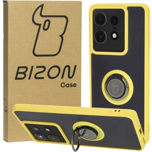 Kup Etui z uchwytem na palec Bizon Case Hybrid Ring do Motorola Edge 50 Pro przydymione z żółtą ramką - BIZ5839 - {ean13} - Sklep Home Screen