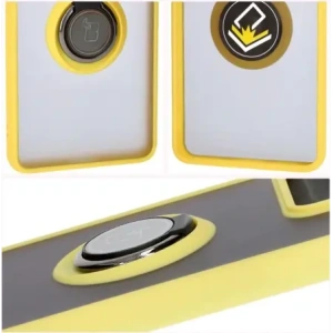 Kup Etui z uchwytem na palec Bizon Case Hybrid Ring do Motorola Edge 50 Pro przydymione z żółtą ramką - BIZ5839 - {ean13} - Sklep Home Screen