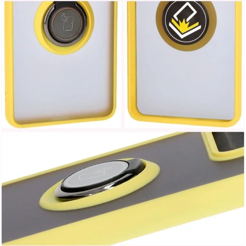 Kup Etui z uchwytem na palec Bizon Case Hybrid Ring do Motorola Edge 50 Pro przydymione z żółtą ramką - BIZ5839 - {ean13} - Sklep Home Screen