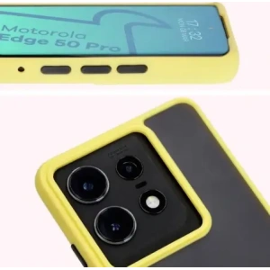 Kup Etui z uchwytem na palec Bizon Case Hybrid Ring do Motorola Edge 50 Pro przydymione z żółtą ramką - BIZ5839 - {ean13} - Sklep Home Screen