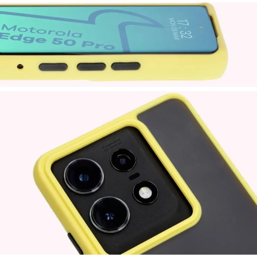 Kup Etui z uchwytem na palec Bizon Case Hybrid Ring do Motorola Edge 50 Pro przydymione z żółtą ramką - BIZ5839 - {ean13} - Sklep Home Screen
