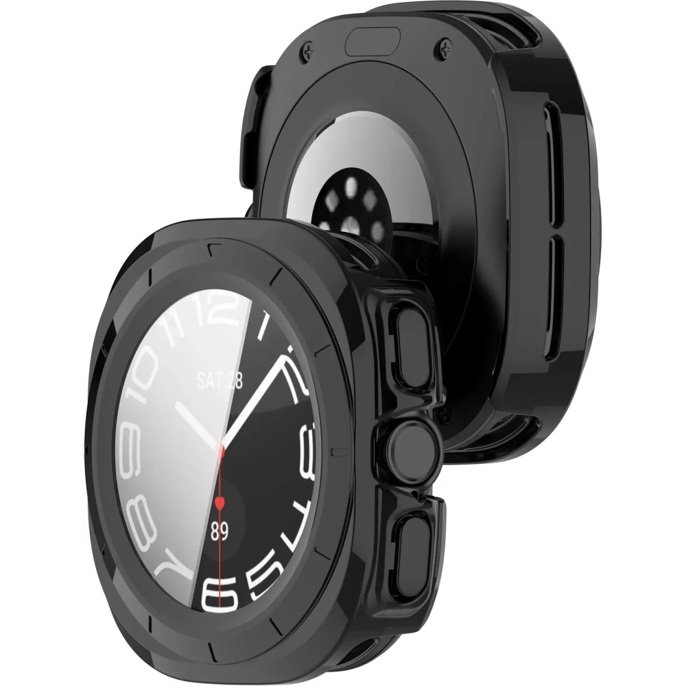 Etui ze szkłem do zegarka Bizon Case+Glass Watch do Samsung Galaxy Watch Ultra 47 mm czarne