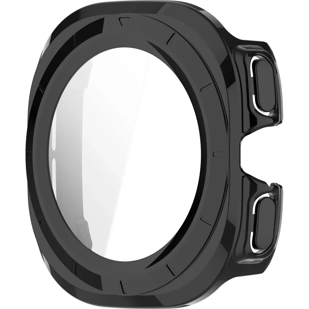 Etui ze szkłem do zegarka Bizon Case+Glass Watch do Samsung Galaxy Watch Ultra 47 mm czarne