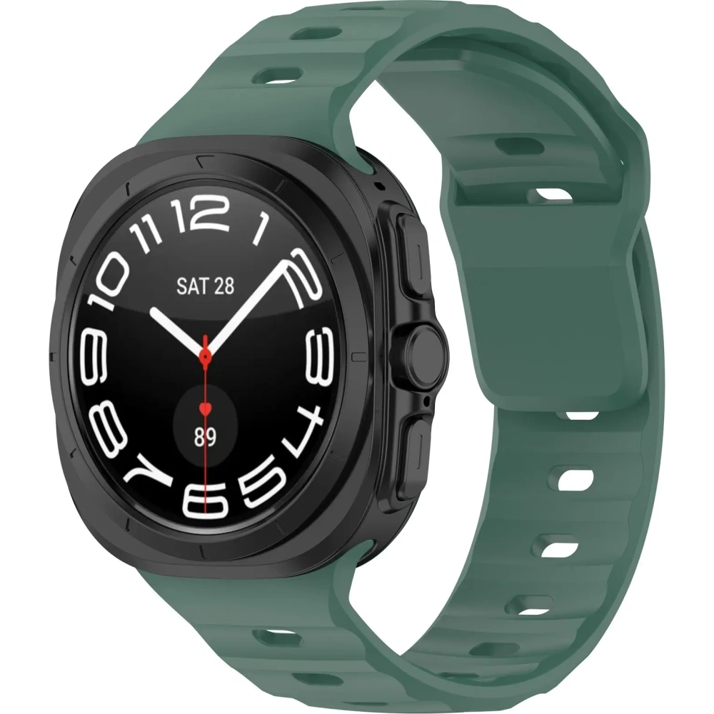 Silikonowy pasek Bizon Strap Watch Silicone do Samsung Galaxy Watch Ultra 47 mm ciemnozielony