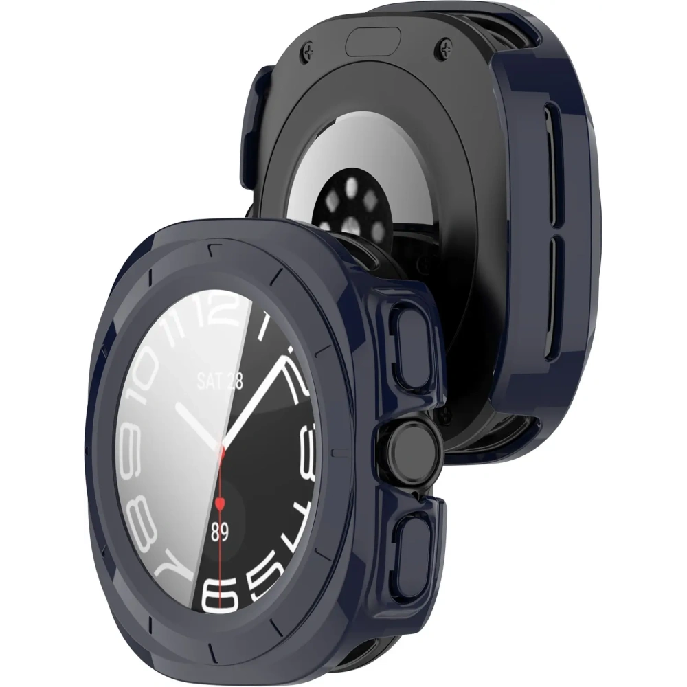 Etui ze szkłem do zegarka Bizon Case+Glass Watch do Samsung Galaxy Watch Ultra 47 mm niebieskie