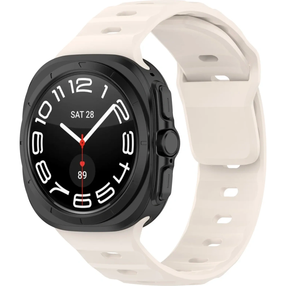 Silikonowy pasek Bizon Strap Watch Silicone do Samsung Galaxy Watch Ultra 47 mm jasnobeżowy
