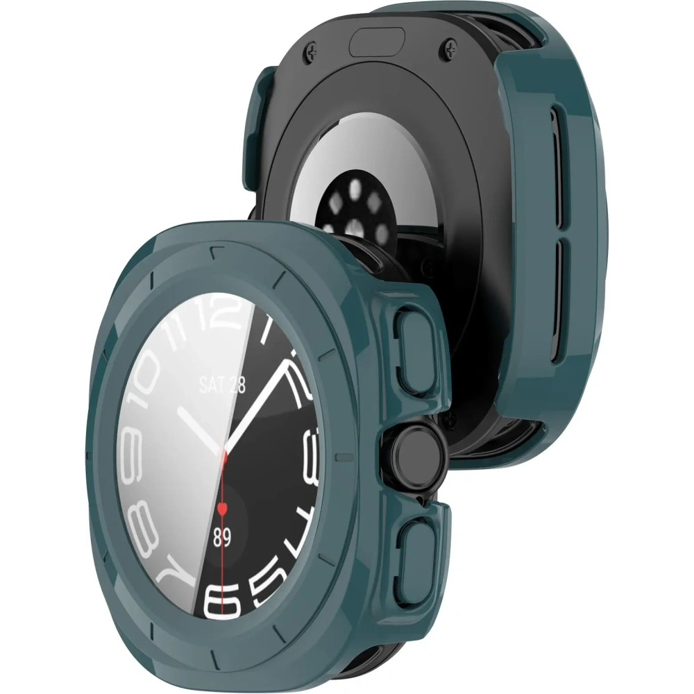 Etui ze szkłem do zegarka Bizon Case+Glass Watch do Samsung Galaxy Watch Ultra 47 mm zielone