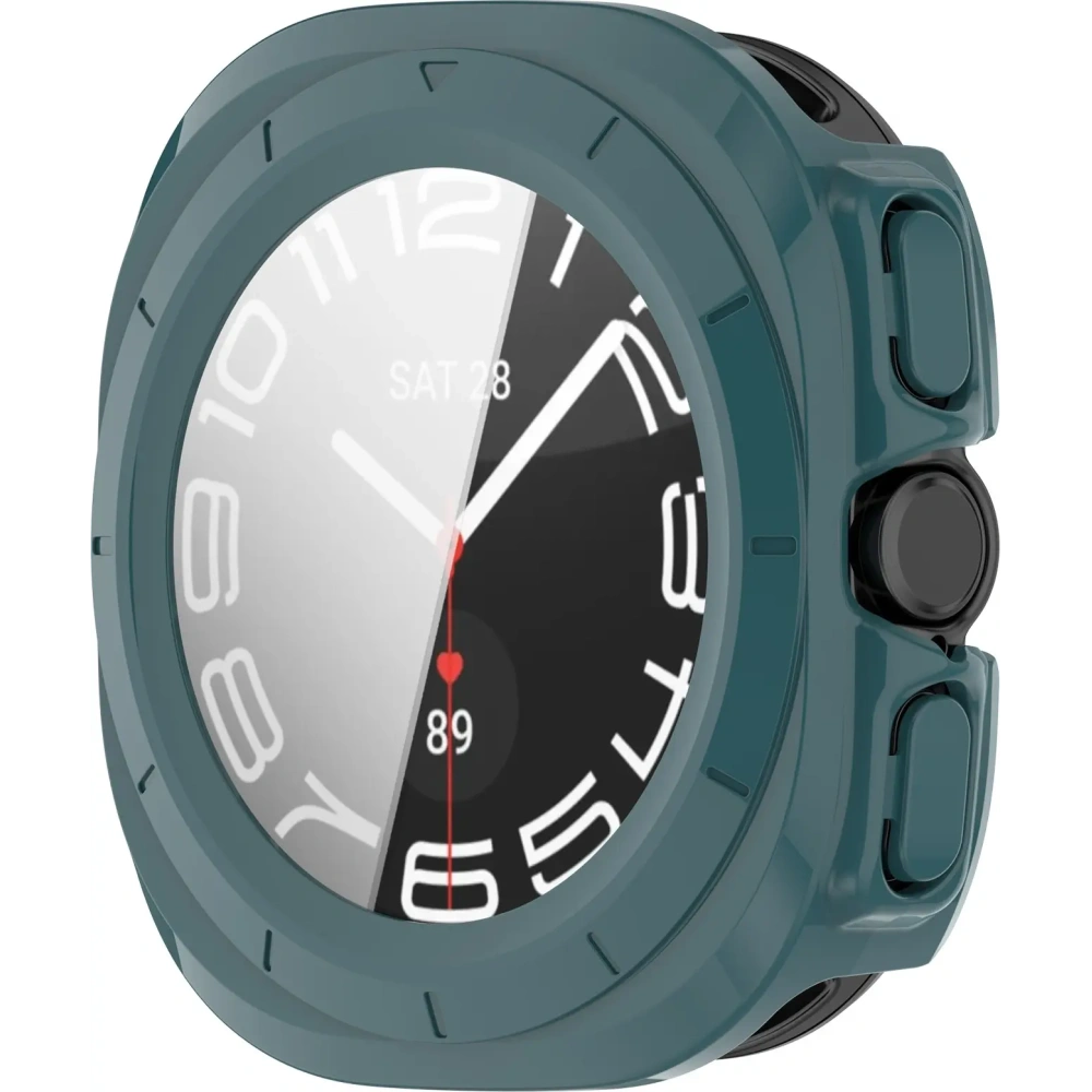 Etui ze szkłem do zegarka Bizon Case+Glass Watch do Samsung Galaxy Watch Ultra 47 mm zielone