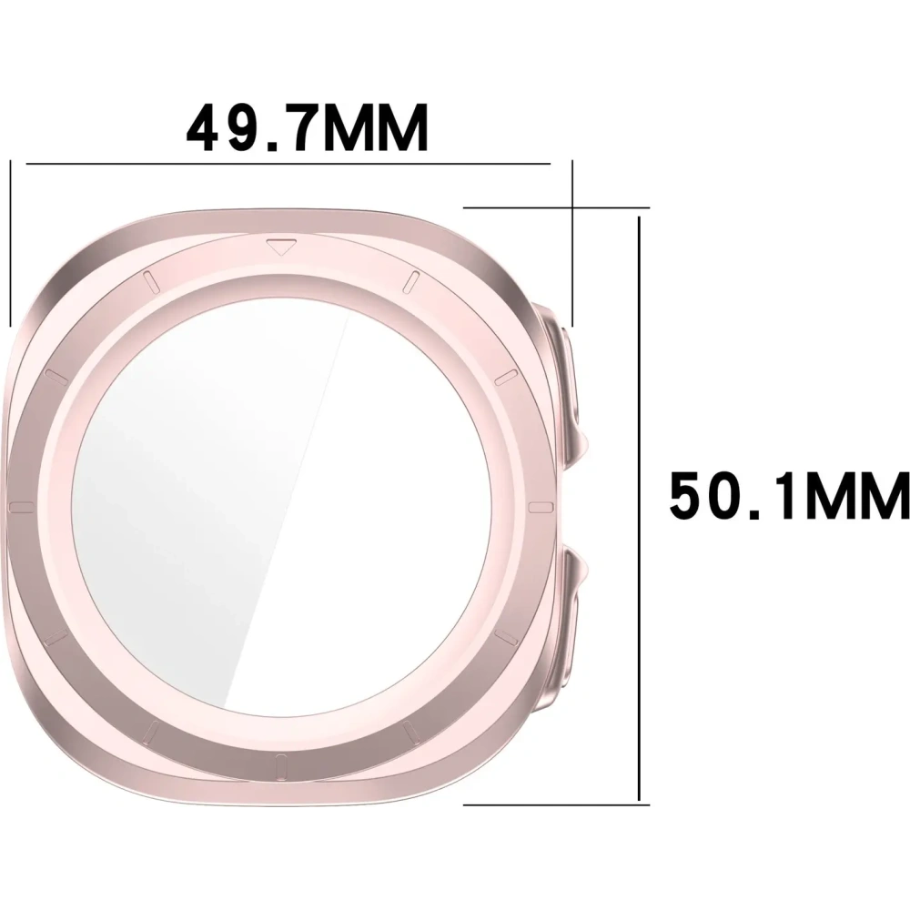 Etui ze szkłem do zegarka Bizon Case+Glass Watch do Samsung Galaxy Watch Ultra 47 mm satynowo różowe