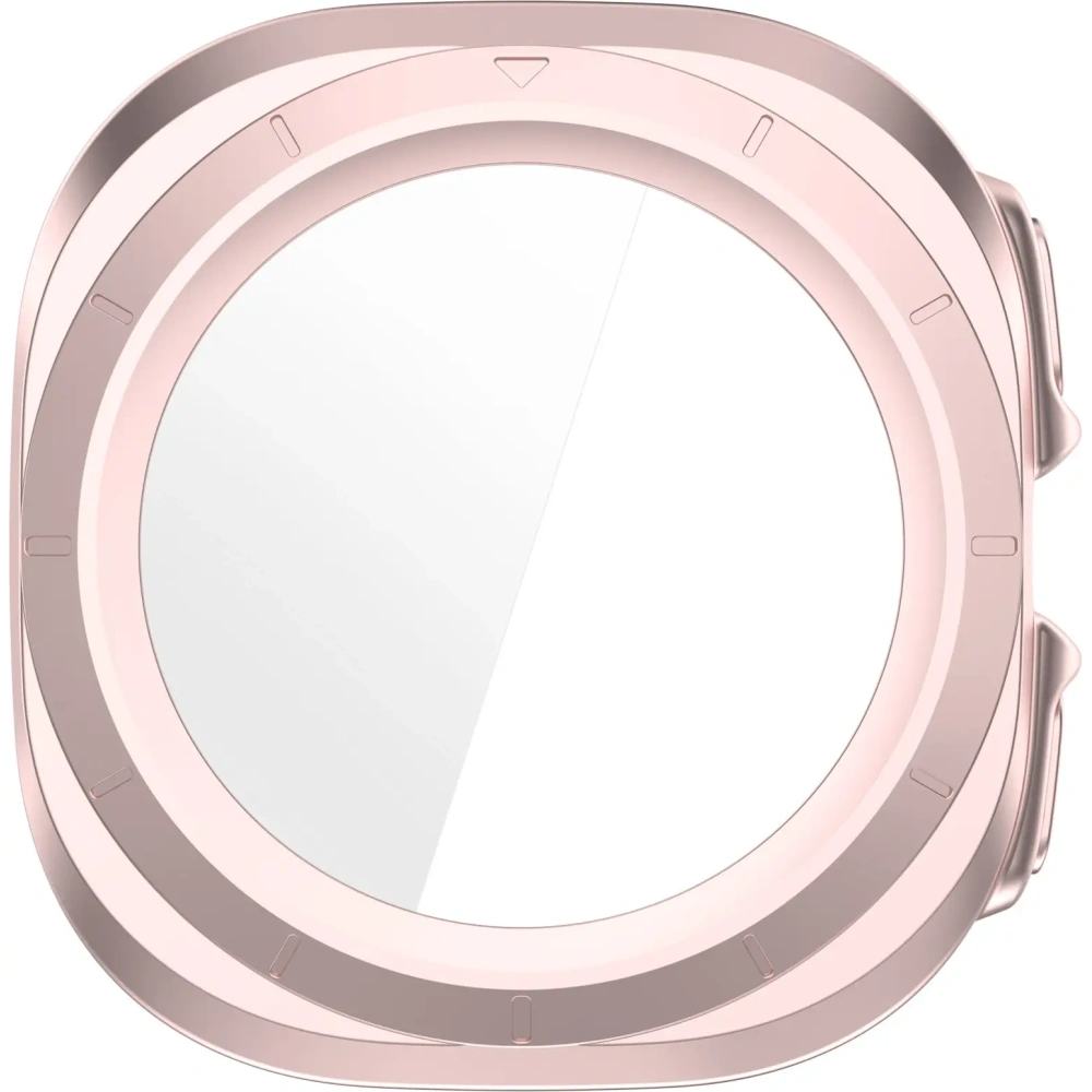 Etui ze szkłem do zegarka Bizon Case+Glass Watch do Samsung Galaxy Watch Ultra 47 mm satynowo różowe