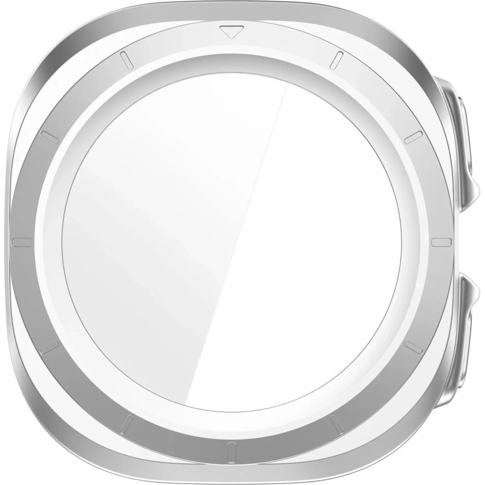 Etui ze szkłem do zegarka Bizon Case+Glass Watch do Samsung Galaxy Watch Ultra 47 mm satynowo srebrne