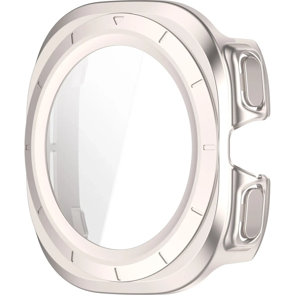 Etui ze szkłem do zegarka Bizon Case+Glass Watch do Samsung Galaxy Watch Ultra 47 mm satynowo szampańskie