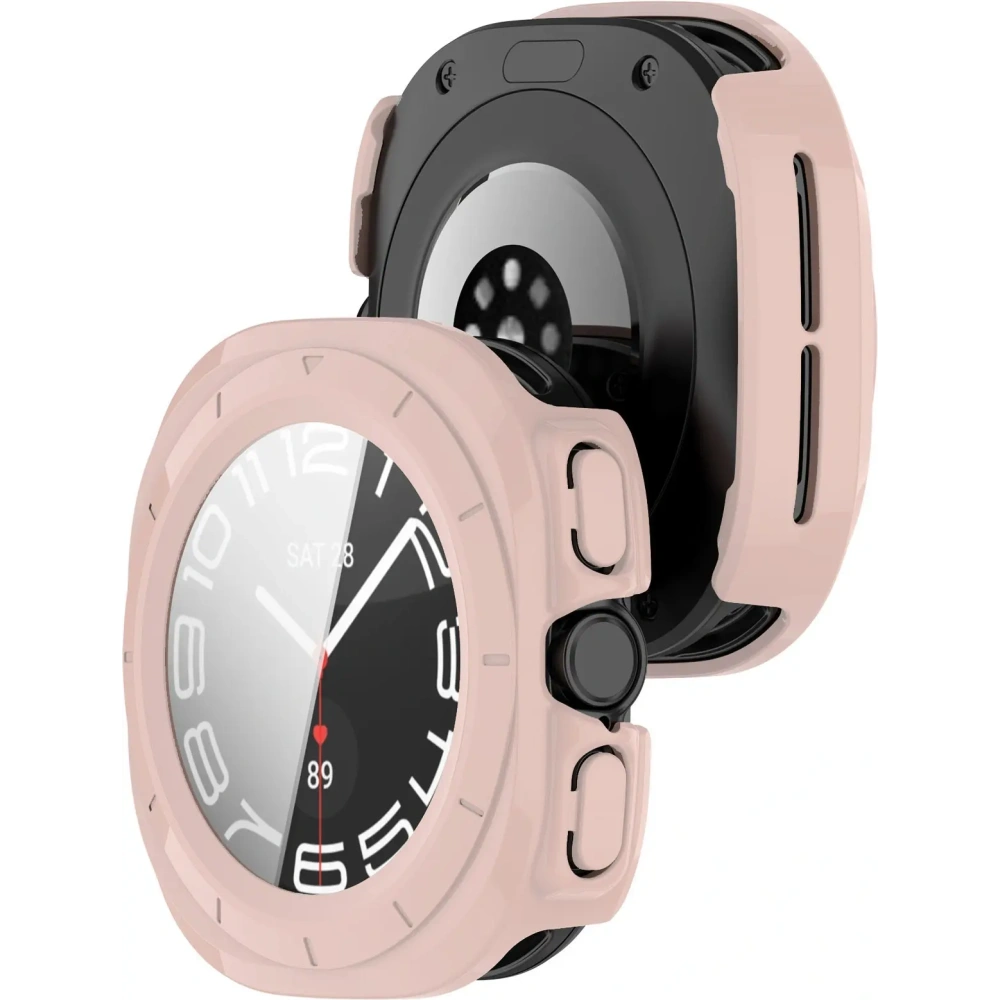 Etui ze szkłem do zegarka Bizon Case+Glass Watch do Samsung Galaxy Watch Ultra 47 mm różowe