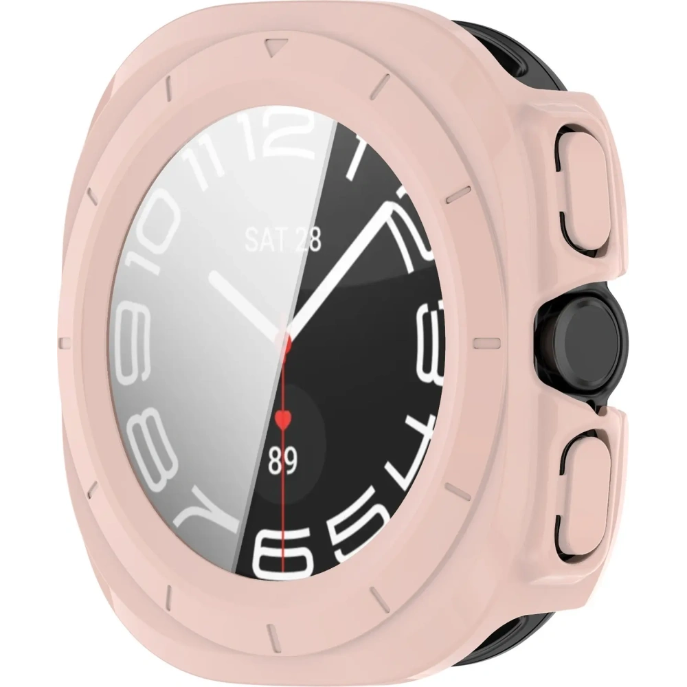 Etui ze szkłem do zegarka Bizon Case+Glass Watch do Samsung Galaxy Watch Ultra 47 mm różowe