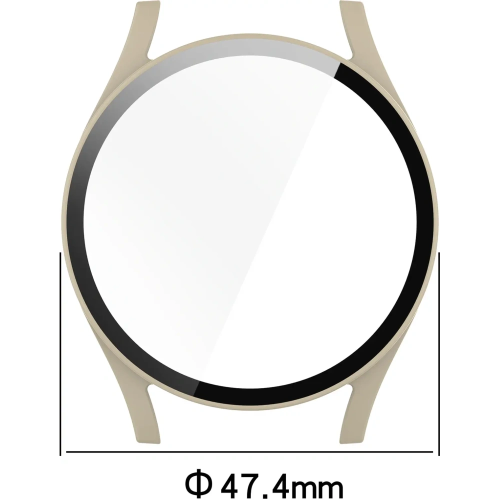 Etui ze szkłem do zegarka Bizon Case+Glass Watch do Samsung Galaxy Watch 7 44 mm beżowe