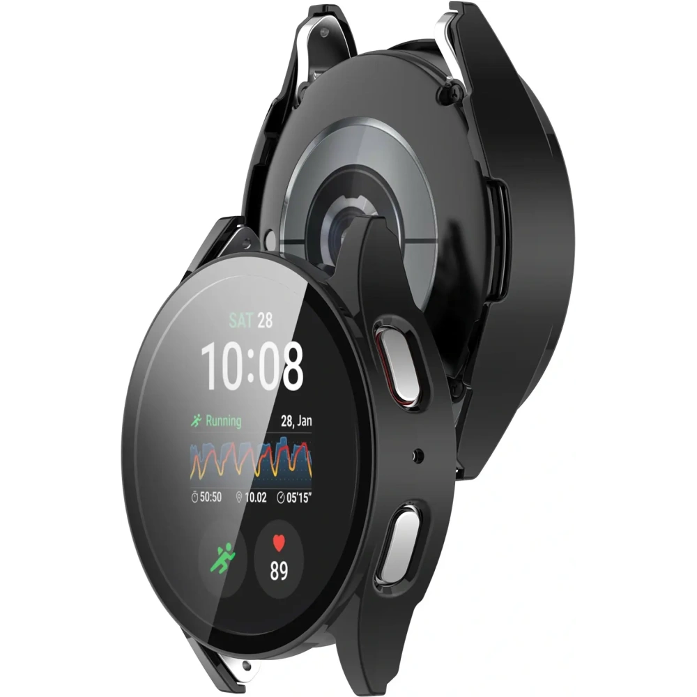 Etui ze szkłem do zegarka Bizon Case+Glass Watch do Samsung Galaxy Watch 7 44 mm czarne