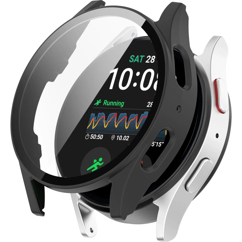 Etui ze szkłem do zegarka Bizon Case+Glass Watch do Samsung Galaxy Watch 7 44 mm czarne matowe