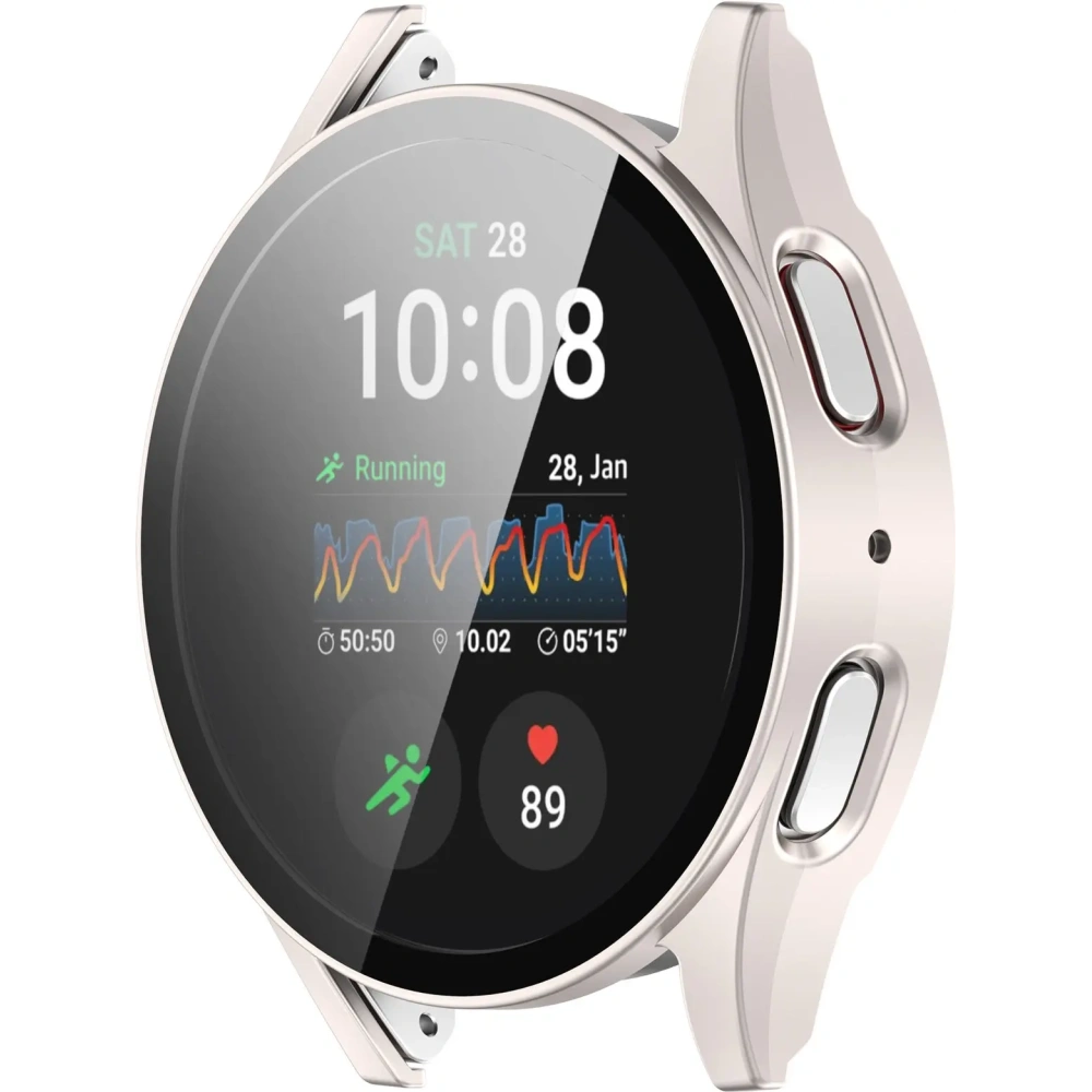 Etui ze szkłem do zegarka Bizon Case+Glass Watch do Samsung Galaxy Watch 7 44 mm satynowo szampańskie