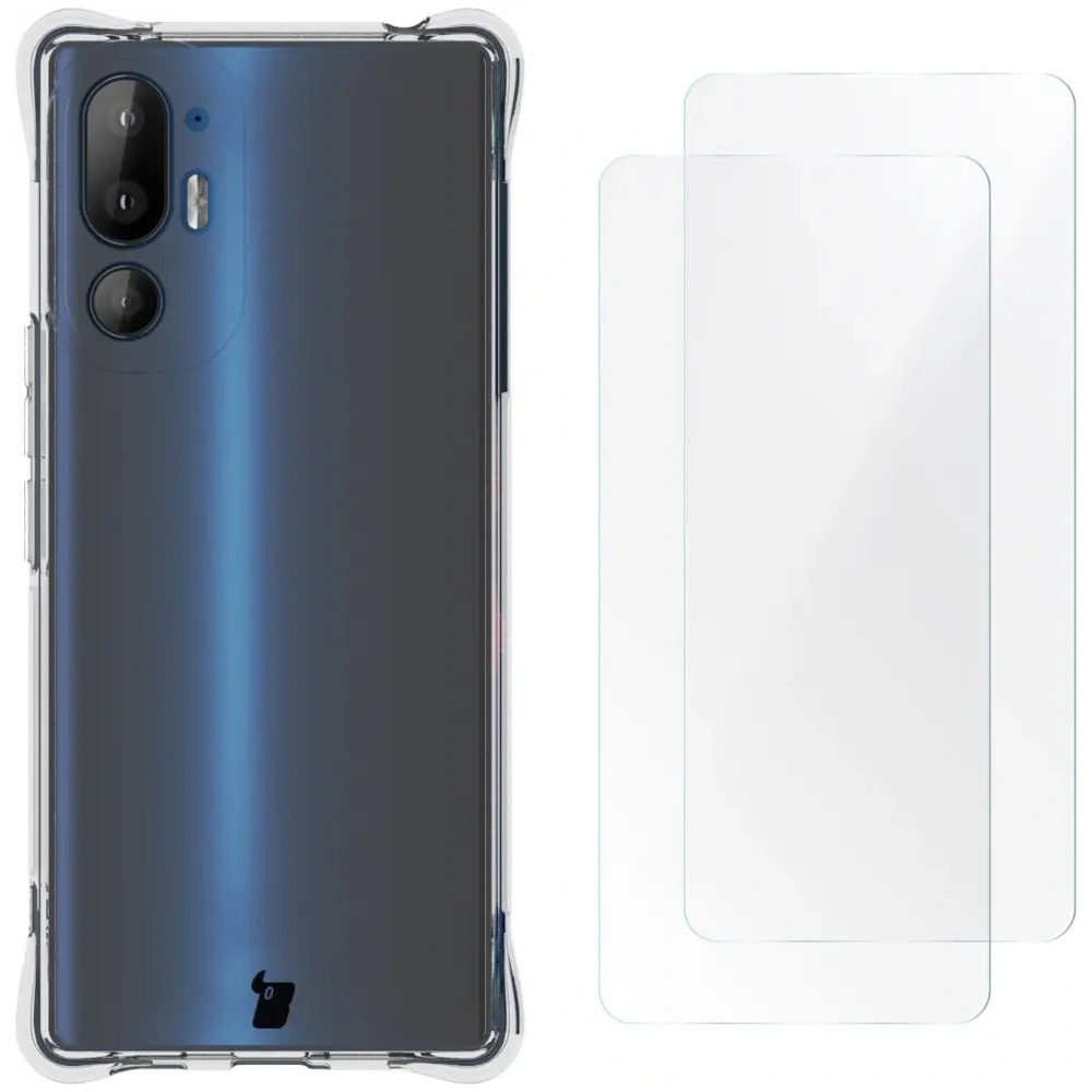 Etui + 2x folia na ekran Bizon Case Clear Pack do HTC U24 Pro przezroczyste