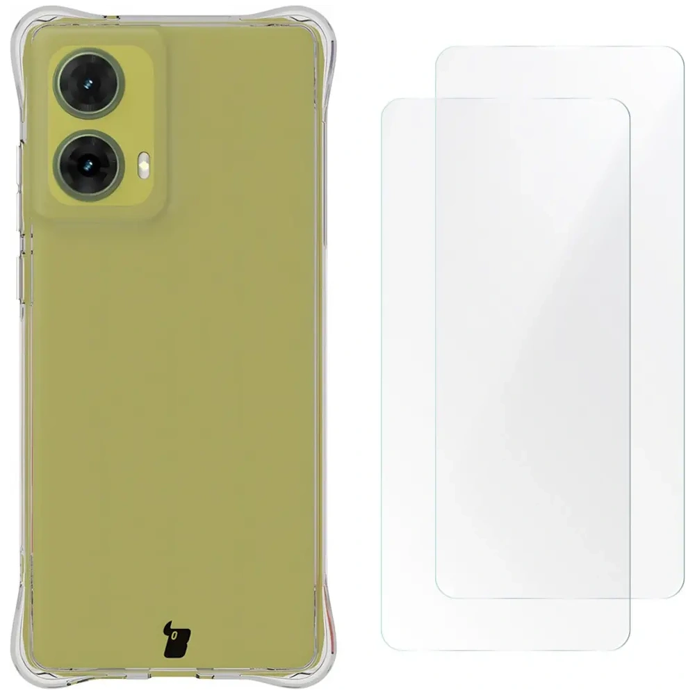Etui + 2x folia na ekran Bizon Case Clear Pack do Motorola Moto G85 5G przezroczyste