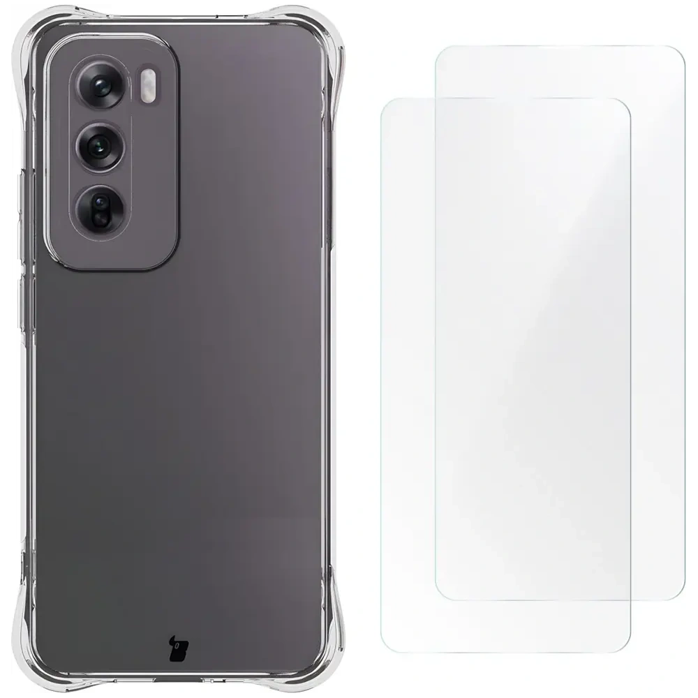 Etui + 2x folia na ekran Bizon Case Clear Pack do Oppo Reno12 przezroczyste