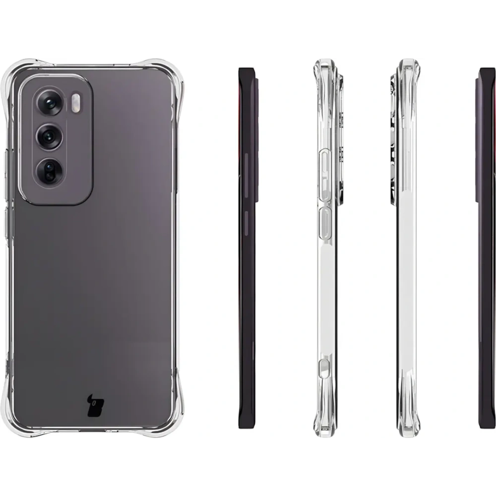 Etui + 2x folia na ekran Bizon Case Clear Pack do Oppo Reno12 przezroczyste