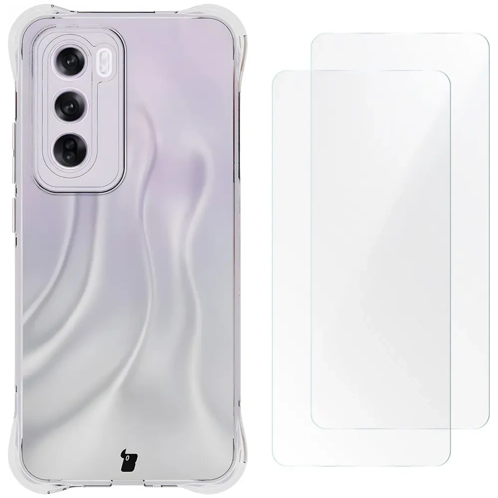 Etui + 2x folia na ekran Bizon Case Clear Pack do Oppo Reno12 Pro przezroczyste