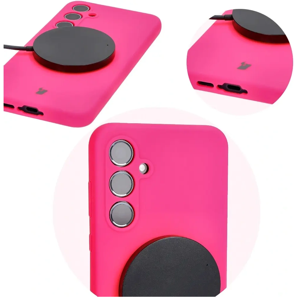 Silikonowe etui Bizon Soft Case do Samsung Galaxy A55 5G neonowo-różowe