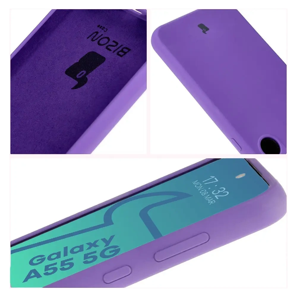 Silikonowe etui Bizon Soft Case do Samsung Galaxy A55 5G fioletowe