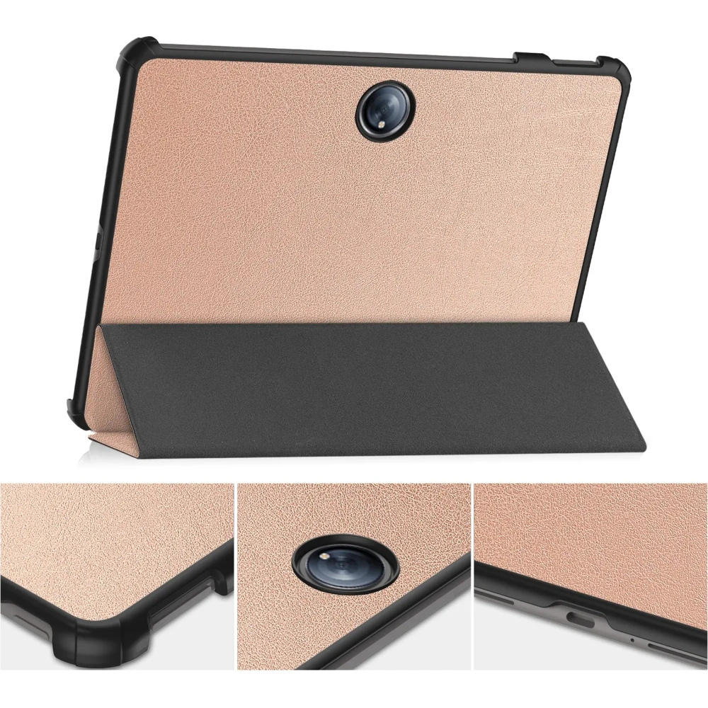 Etui z klapką Bizon Case Tab Croc do OnePlus Pad 2 / Pad Pro różowozłote