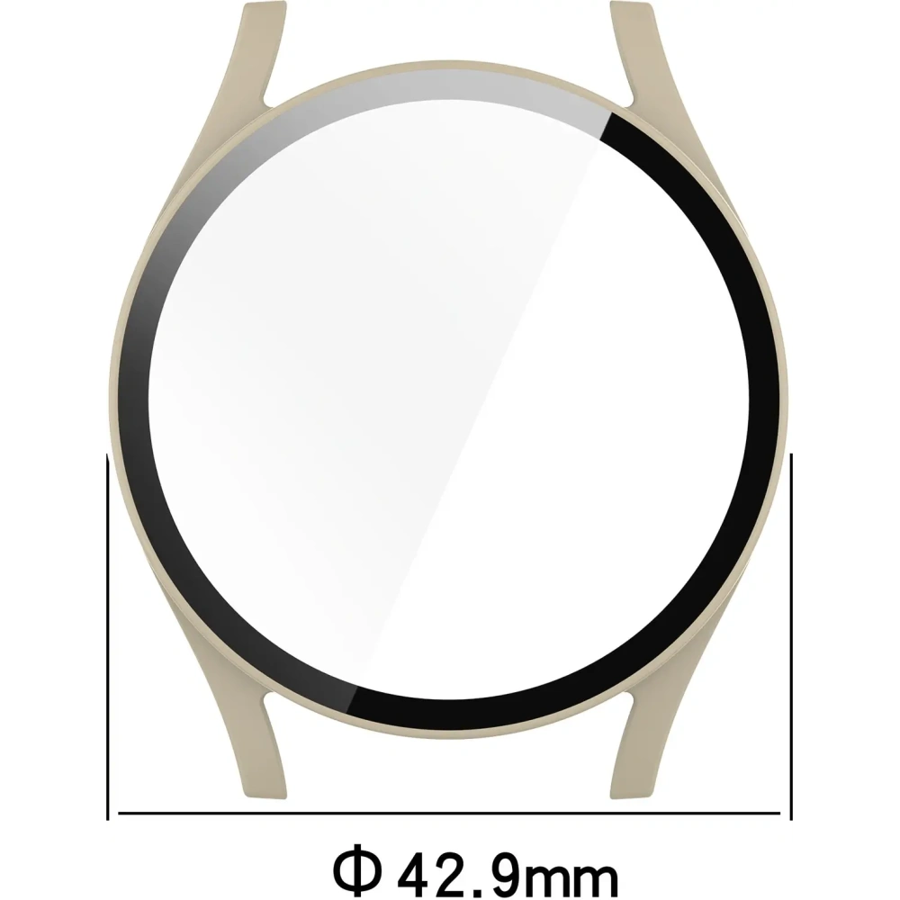 Etui ze szkłem do zegarka Bizon Case+Glass Watch do Samsung Galaxy Watch 7 40 mm beżowe