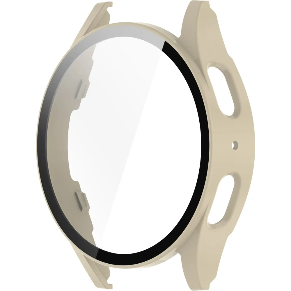 Etui ze szkłem do zegarka Bizon Case+Glass Watch do Samsung Galaxy Watch 7 40 mm beżowe