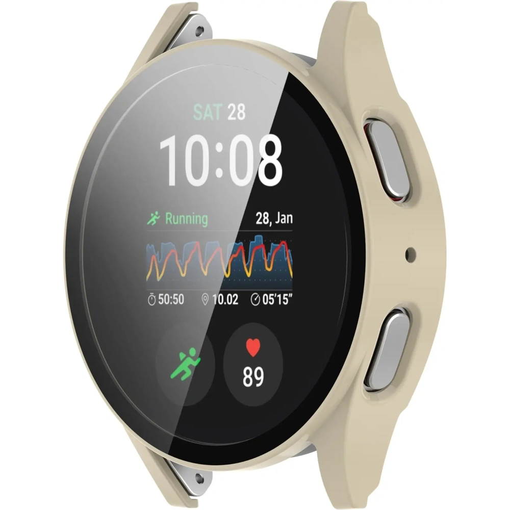 Etui ze szkłem do zegarka Bizon Case+Glass Watch do Samsung Galaxy Watch 7 40 mm beżowe