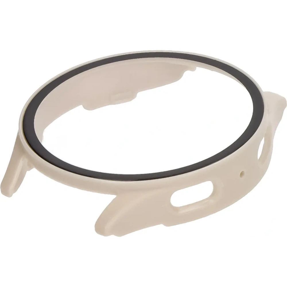 Etui ze szkłem do zegarka Bizon Case+Glass Watch do Samsung Galaxy Watch 7 40 mm beżowe