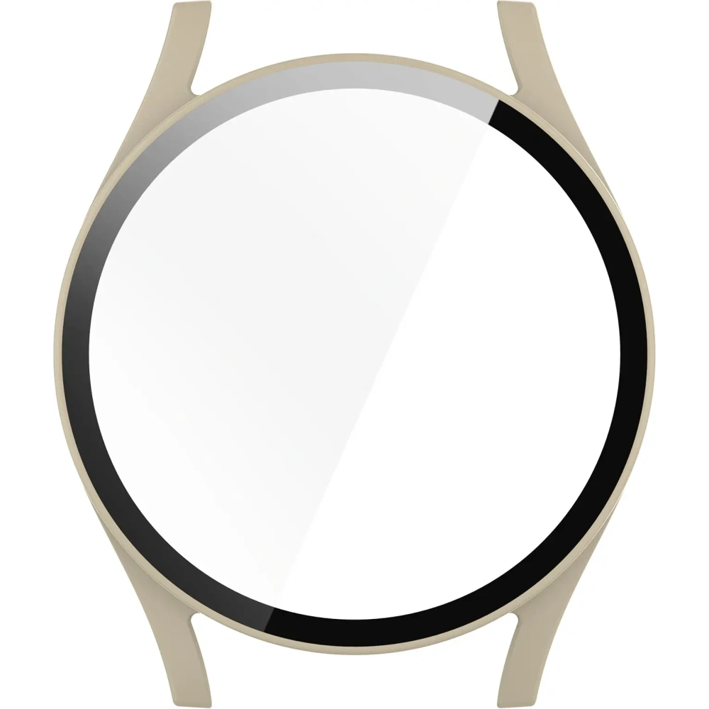 Etui ze szkłem do zegarka Bizon Case+Glass Watch do Samsung Galaxy Watch 7 40 mm beżowe