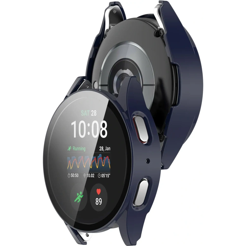 Etui ze szkłem do zegarka Bizon Case+Glass Watch do Samsung Galaxy Watch 7 40 mm niebieskie