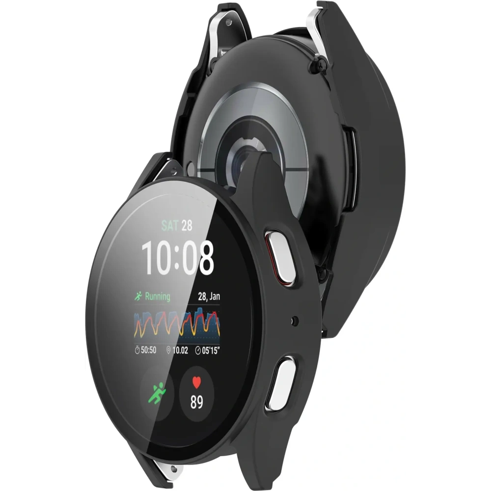 Etui ze szkłem do zegarka Bizon Case+Glass Watch do Samsung Galaxy Watch 7 40 mm czarne matowe