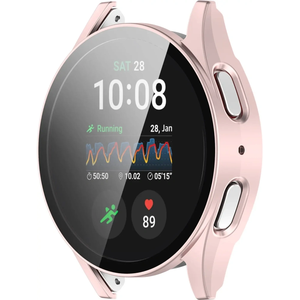 Etui ze szkłem do zegarka Bizon Case+Glass Watch do Samsung Galaxy Watch 7 40 mm satynowo różowe