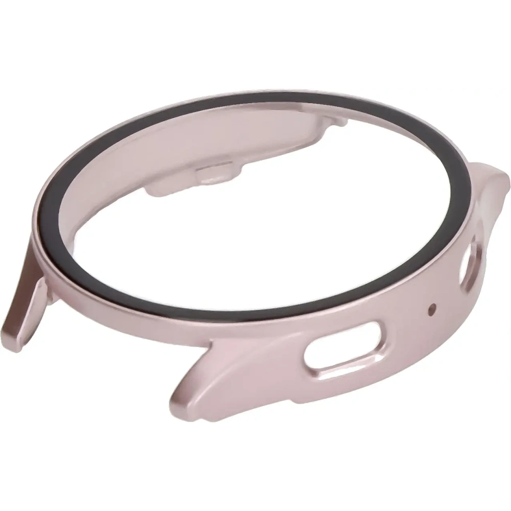 Etui ze szkłem do zegarka Bizon Case+Glass Watch do Samsung Galaxy Watch 7 40 mm satynowo różowe