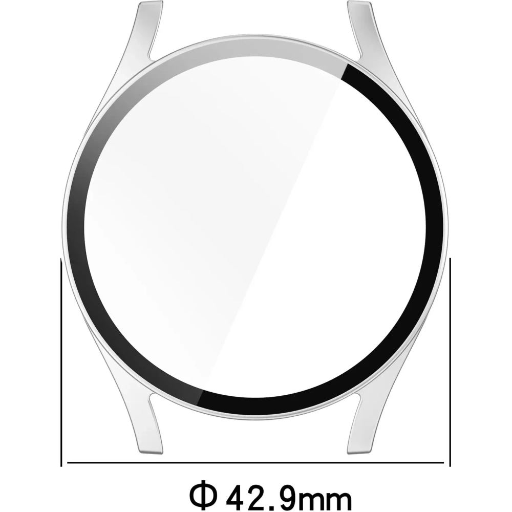 Etui ze szkłem do zegarka Bizon Case+Glass Watch do Samsung Galaxy Watch 7 40 mm satynowo srebrne