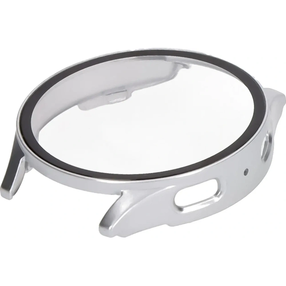 Etui ze szkłem do zegarka Bizon Case+Glass Watch do Samsung Galaxy Watch 7 40 mm satynowo srebrne